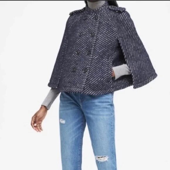 Banana Republic Navy Cape Jacket - Size Petite XS - Picture 1 of 7